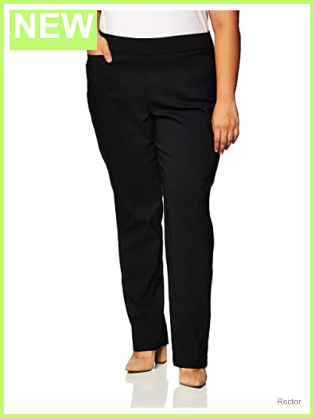 Plus Size Pull On Straight Leg Dress Pants Stretchy Trousers Office Work